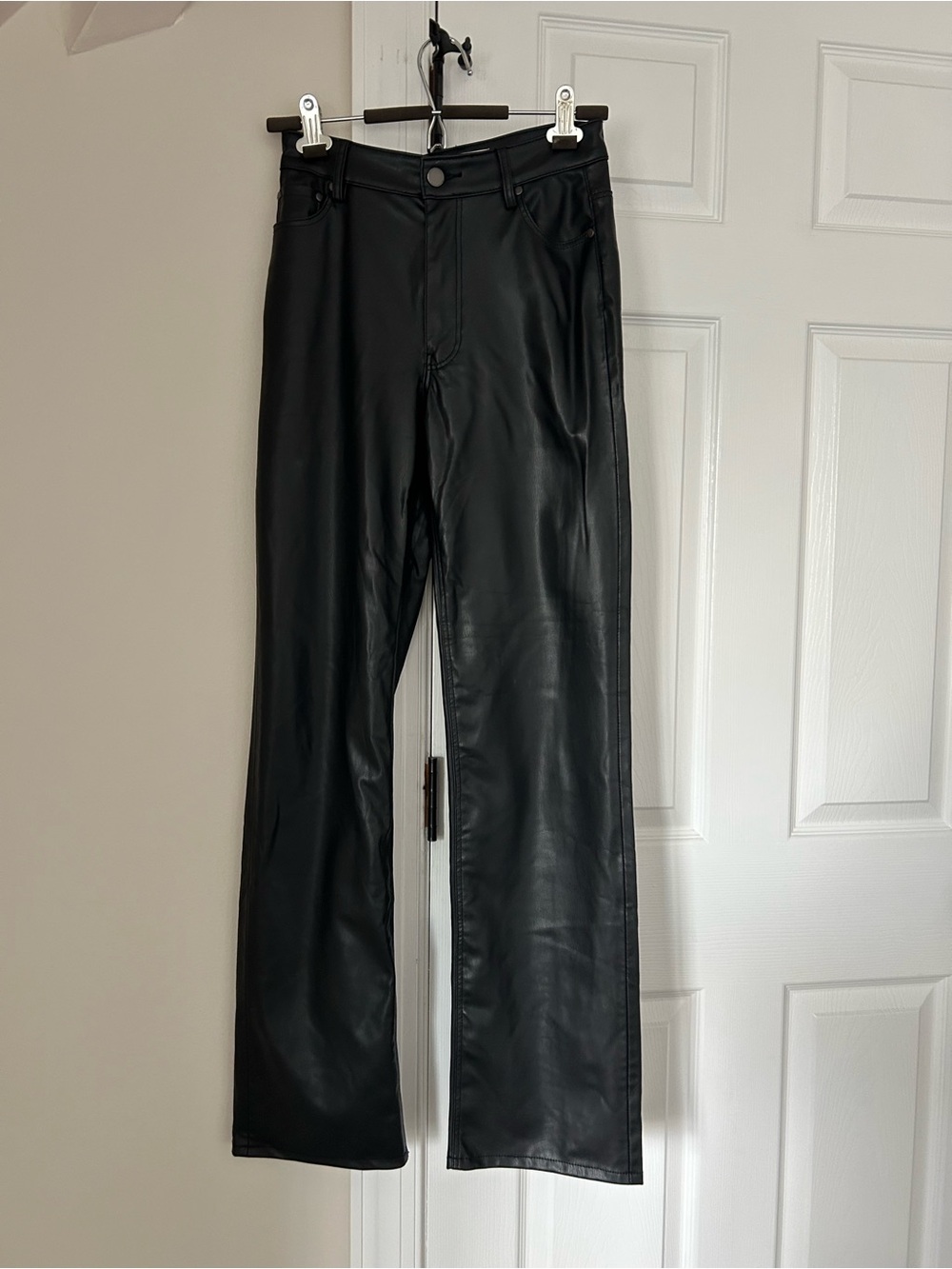 Zara Black Faux Leather High Rise Straight Leg Pants Size 2